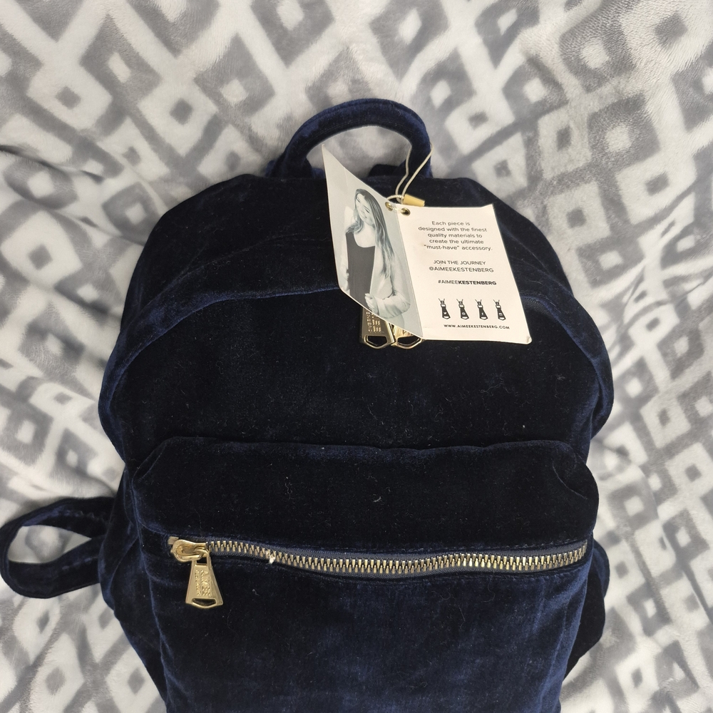 Aimee Kestenberg Deep Blue Velvet Backpack - Picture 16 of 16